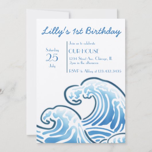 Ocean Thmet Birthday Invitation Kaart (Voorkant)