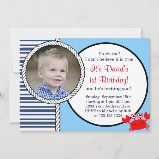 Ocean Thmet Birthday Invitation Kaart (Voorkant)