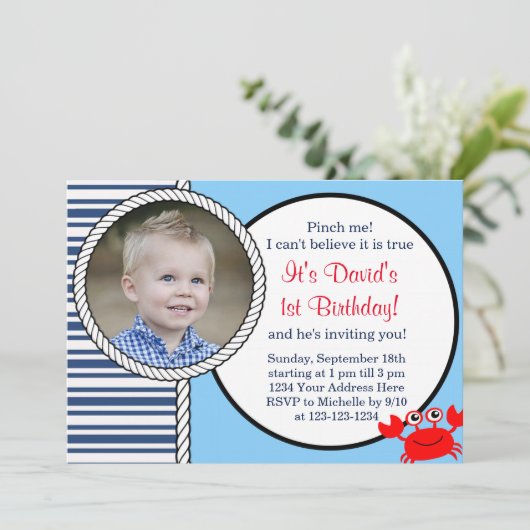 Ocean Thmet Birthday Invitation Kaart (Staand voorkant)