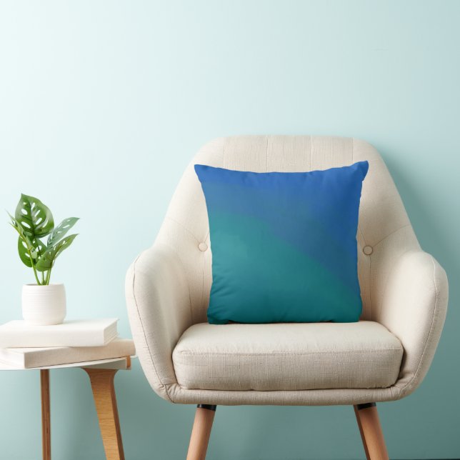 Ocean Tide Blue en Green Minimalist Kussen (Stoel)