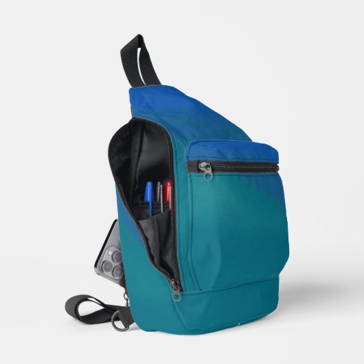 Ocean Tide Blue en Green Minimalist Sling Bag (Open)