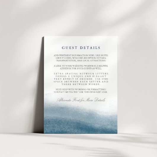 Ocean Tides Wedding Guest Information Informatiekaartje