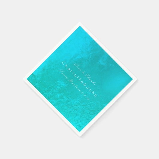 Ocean Tiffany Aqua Metallic Beach Bruiloft Bruid Servetten (Hoek)