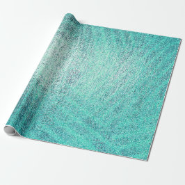 Ocean Tiffany Aqua Paint Strepen Linnen Metallic Cadeaupapier