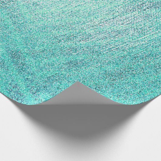 Ocean Tiffany Aqua Paint Strepen Linnen Metallic Cadeaupapier (Hoek)