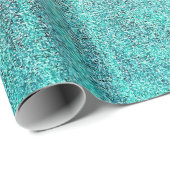 Ocean Tiffany Aqua Paint Strepen Linnen Metallic Cadeaupapier (Rol Hoek)