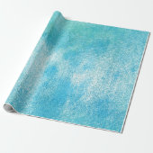 Ocean Tiffany Aqua Paint Wit Linnen Waterverf Cadeaupapier (Uitgerold)