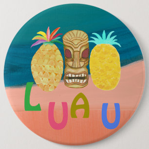 Ocean Tiki Ananas Luau Ronde Button 6,0 Cm
