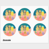 Ocean Tiki Ananas Luau Ronde Sticker (Vel)