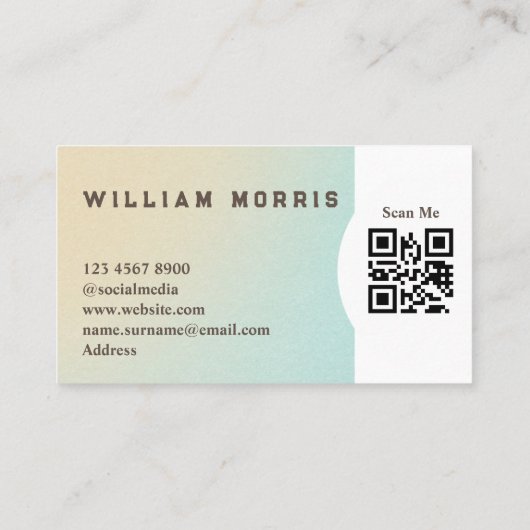 Ocean Tone Minimalist QR Code Professional Visitekaartje (Achterkant)