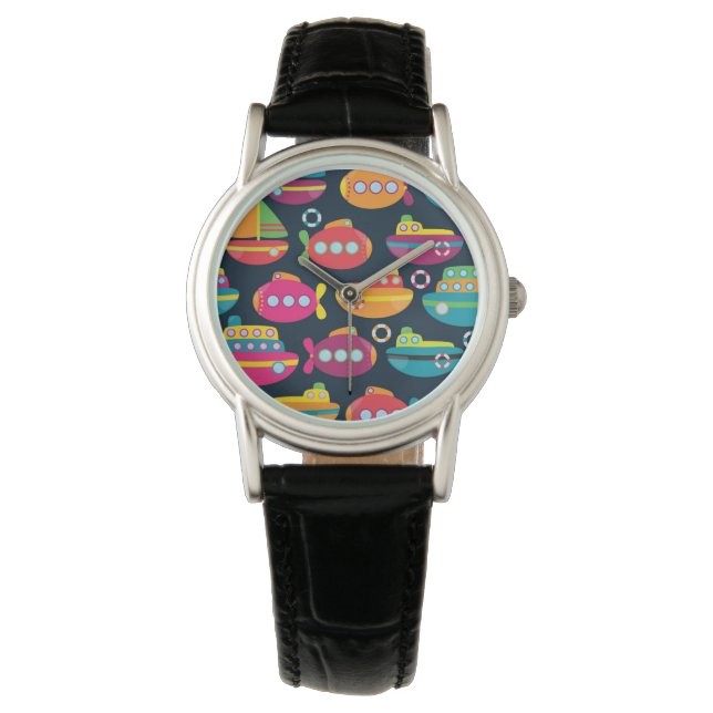 Ocean Transportation Pattern Horloge (Voorkant)