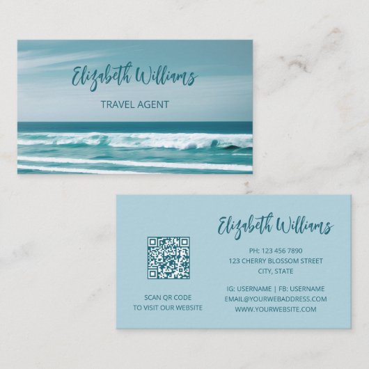 Ocean Travel Agent | QR-code Visitekaartje (Voorkant / Achterkant)