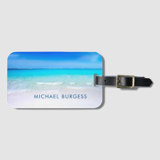 Ocean Travel Beach Zee Life Aqua Blue Bagagelabel (Voorkant (horizontaal))