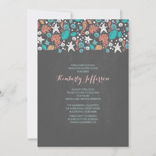 Ocean Treasures Beach Afstudeerfeest Kaart (Achterkant)