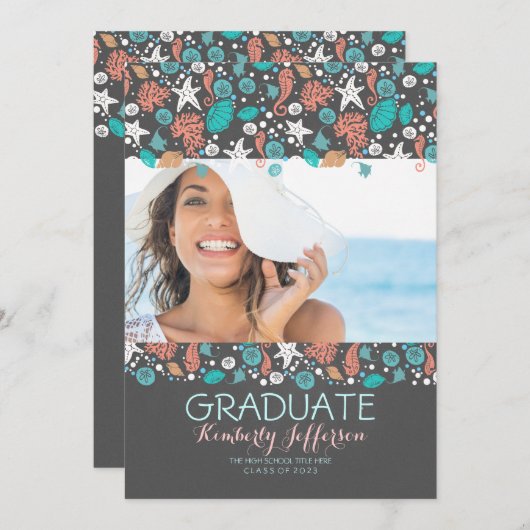 Ocean Treasures Beach Afstudeerfeest Kaart (Voorkant / Achterkant)