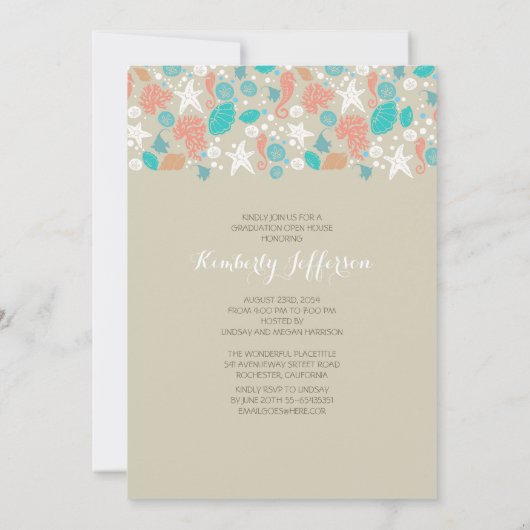 Ocean Treasures Beach Afstudeerfeest Kaart (Achterkant)