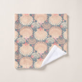 Ocean Treasures Grijs met schelpen en zeesterren Bad Handdoek (Wasdoekje)