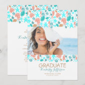 Ocean Treasures White Beach Afstudeerfeest Kaart (Voorkant / Achterkant)