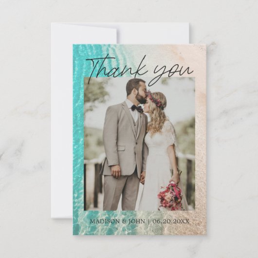 Ocean Tropical Beach Foto Bruiloft Dank u kaart (Voorkant)