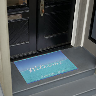 Ocean Tropical Beach House Calligraphy Welcome Deurmat
