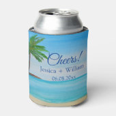 Ocean Tropical Beach Island Zomerbruiloft Blikjeskoeler (Blikje Voorkant)
