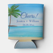 Ocean Tropical Beach Island Zomerbruiloft Blikjeskoeler (Voorkant)