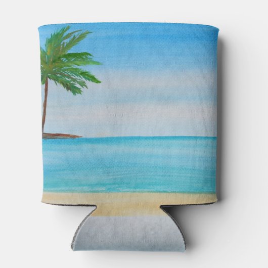 Ocean Tropical Beach Island Zomerbruiloft Blikjeskoeler (Achterkant)