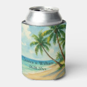 Ocean Tropical Beach Island Zomerbruiloft Blikjeskoeler (Blikje Voorkant)