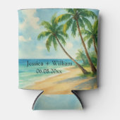 Ocean Tropical Beach Island Zomerbruiloft Blikjeskoeler (Voorkant)