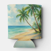 Ocean Tropical Beach Island Zomerbruiloft Blikjeskoeler (Achterkant)