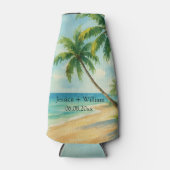 Ocean Tropical Beach Island Zomerbruiloft Flesjeskoeler (Voorkant)