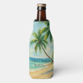 Ocean Tropical Beach Island Zomerbruiloft Flesjeskoeler (Fles Voorkant)