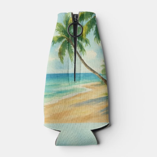 Ocean Tropical Beach Island Zomerbruiloft Flesjeskoeler (Achterkant)