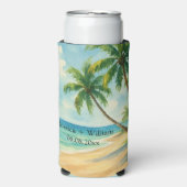 Ocean Tropical Beach Island Zomerbruiloft Seltzer Blikjeskoeler (Seltzer Voorkant)