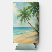 Ocean Tropical Beach Island Zomerbruiloft Seltzer Blikjeskoeler (Achterkant)