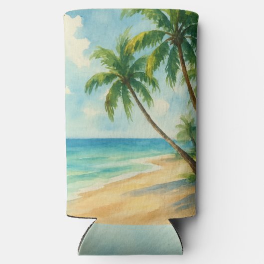 Ocean Tropical Beach Island Zomerbruiloft Seltzer Blikjeskoeler (Achterkant)