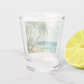 Ocean Tropical Beach Island Zomerbruiloft Shot Glas (Achterkant)