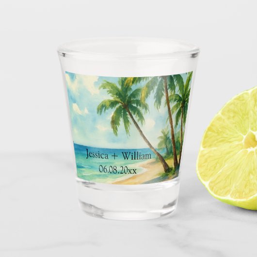 Ocean Tropical Beach Island Zomerbruiloft Shot Glas (Voorkant)