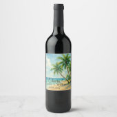 Ocean Tropical Beach Island Zomerbruiloft Wijn Etiket (Voorkant)