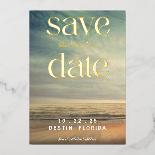 Ocean Tropical Gold Foil Save The Date Folie Uitnodiging