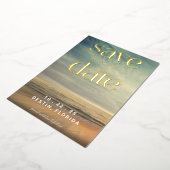 Ocean Tropical Gold Foil Save The Date Folie Uitnodiging (Gedraaid)