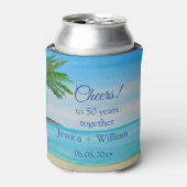 Ocean Tropical Golden 50e bruiloft Jubileum Blikjeskoeler (Blikje Voorkant)