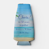 Ocean Tropical Golden 50e bruiloft Jubileum Flesjeskoeler (Voorkant)