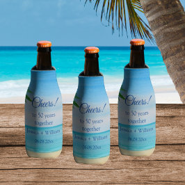 Ocean Tropical Golden 50e bruiloft Jubileum Flesjeskoeler