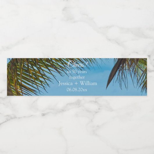 Ocean Tropical Golden 50e bruiloft Jubileum Waterfles Etiket (Enkel label)