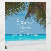 Ocean Tropical Golden 50e bruiloft Jubileum Wijn Etiket (Enkel label)