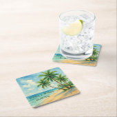 Ocean Tropical Island Beach bruiloft Dank u Kartonnen Onderzetters (Insitu)