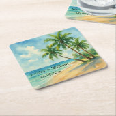 Ocean Tropical Island Beach bruiloft Dank u Kartonnen Onderzetters (Schuin)