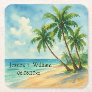 Ocean Tropical Island Beach bruiloft Dank u Kartonnen Onderzetters