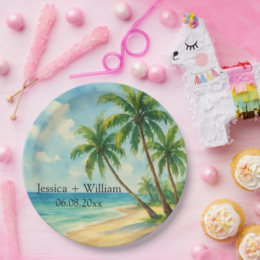 Ocean Tropical Island Beach bruiloft Dank u Papieren Bordje (Feest)